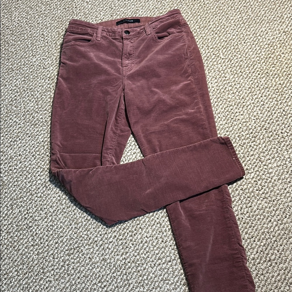 J Brand Maria Velvet High Rise Skinny Jeans in Warm Sable